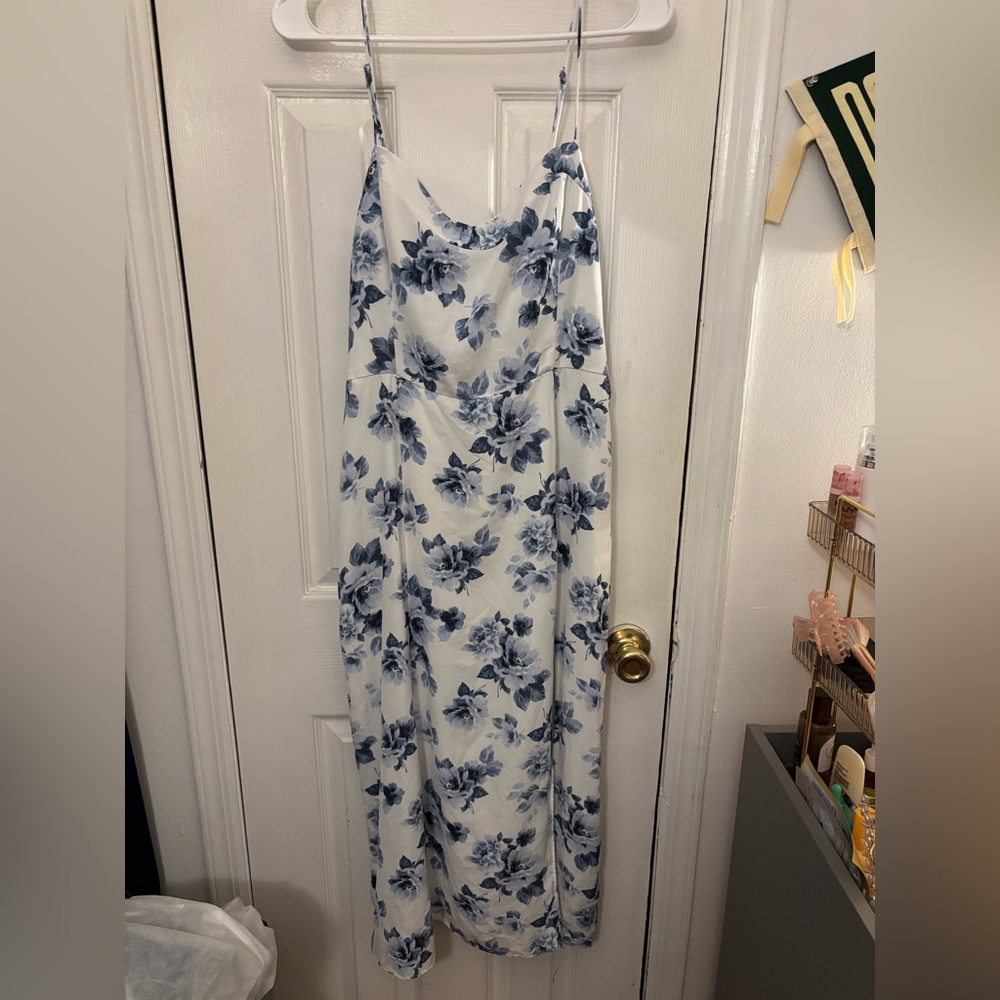 Abercrombie and Fitch Floral Maxi Dress in White and Blue